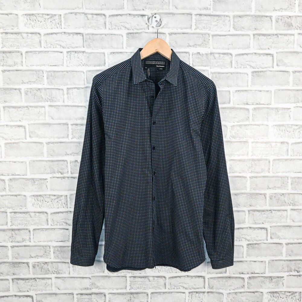 The Kooples Fitted Button up Shirt Blue circle dot print size Medium